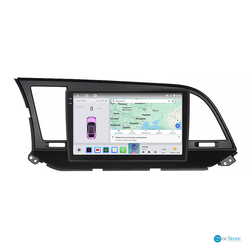 Штатная магнитола Lesko для Hyundai Avante VI 2015-н.в. экран 9" 4/64 QLED CarPlay 4G Wi-Fi GPS 360 Prime