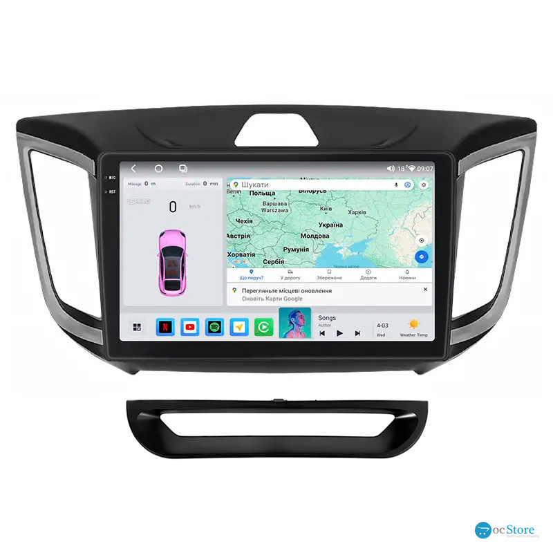 Штатная магнитола Lesko для Hyundai Creta I 2016-2020 экран 10" 4/64 QLED CarPlay 4G Wi-Fi GPS 360 Prime