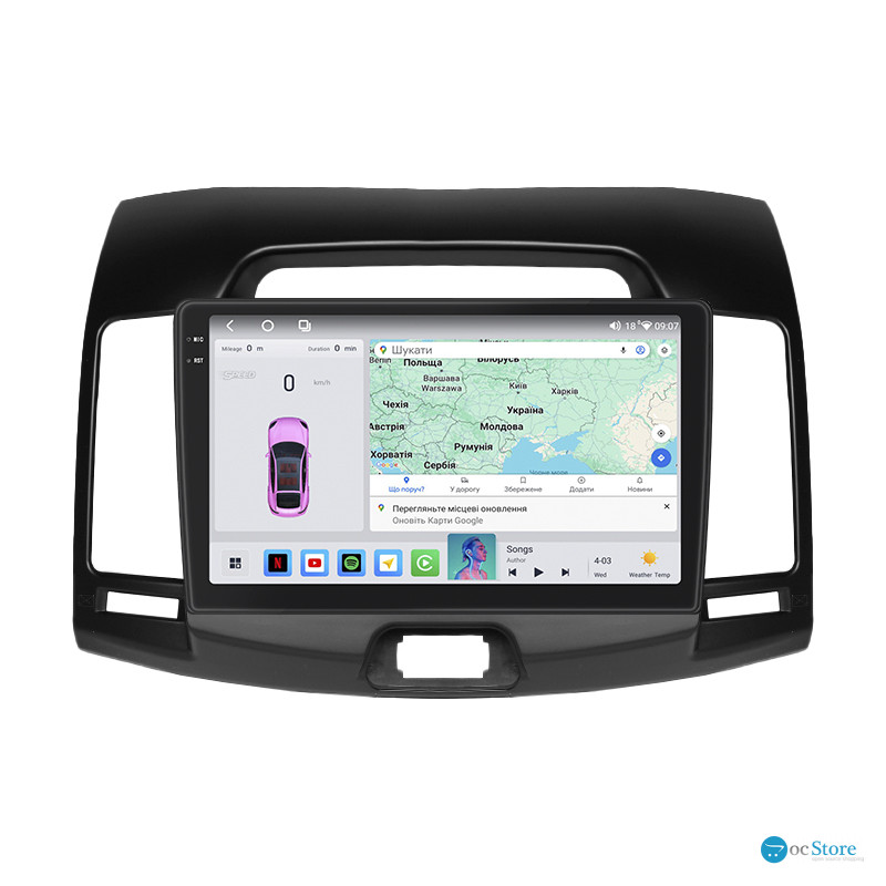 Штатная магнитола Lesko для Hyundai Elantra IV (HD) 2006-2011 экран 9" 4/64 QLED CarPlay 4G Wi-Fi GPS 360 Prime