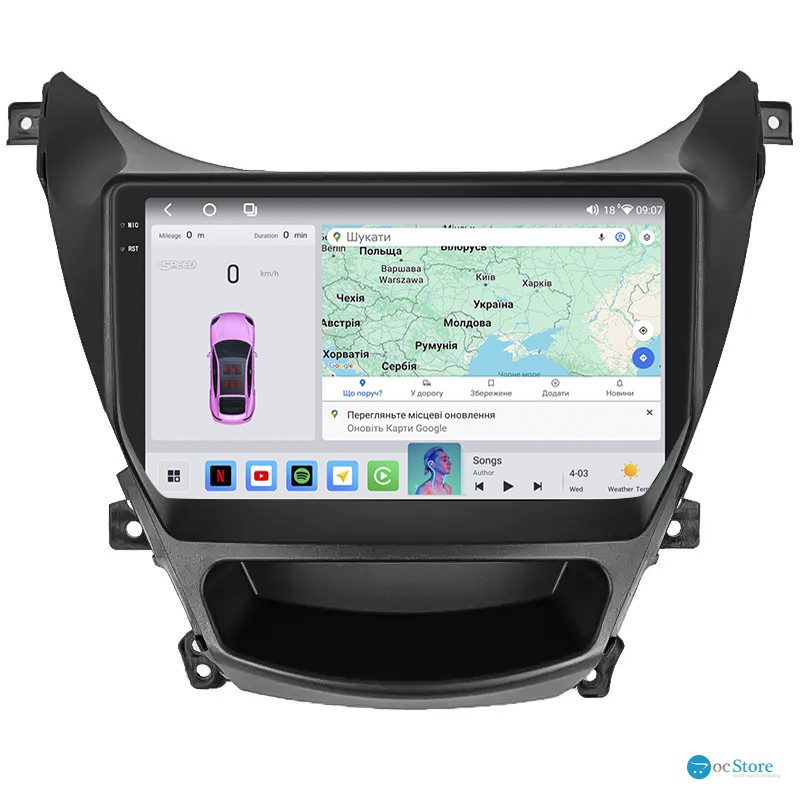 Штатная магнитола Lesko для Hyundai Elantra V (MD) Рестайлинг ver 2 2013-2016 экран 9" 4/64 QLED CarPlay 4G Wi-Fi GPS 360 Prime