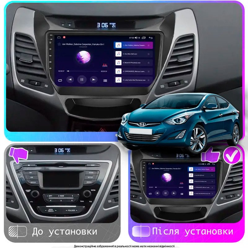 Штатная магнитола Lesko для Hyundai Elantra V (MD) Рестайлинг ver 2 2013-2016 экран 9" 6/128Gb 4G Wi-Fi GPS Top