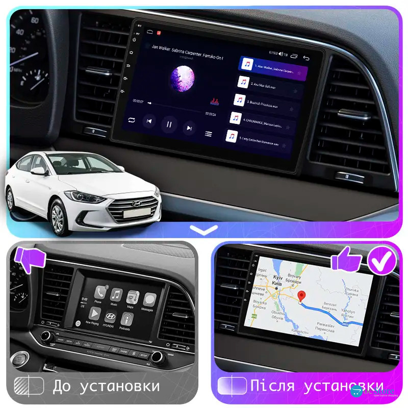 Штатная магнитола Lesko для Hyundai Elantra VI (AD) 2015-2019 экран 9" 2/32Gb Wi-Fi GPS Base