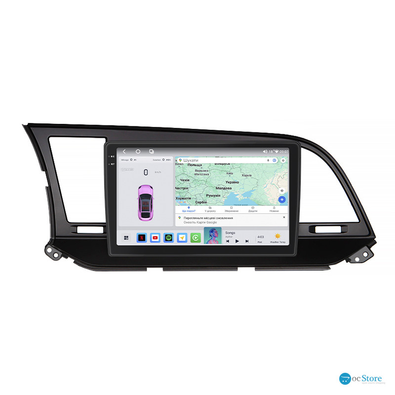 Штатная магнитола Lesko для Hyundai Elantra VI (AD) 2015-2019 экран 9" 4/64 QLED CarPlay 4G Wi-Fi GPS 360 Prime