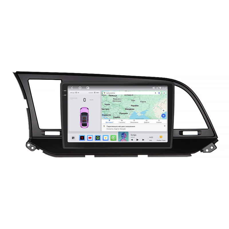 Штатная магнитола Lesko для Hyundai Elantra VI (AD) 2015-2019 экран 9" 4/64 QLED CarPlay 4G Wi-Fi GPS 360 Prime