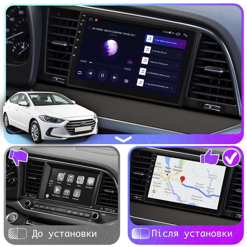 Штатная магнитола Lesko для Hyundai Elantra VI (AD) 2015-2019 экран 9" 6/128Gb 4G Wi-Fi GPS Top