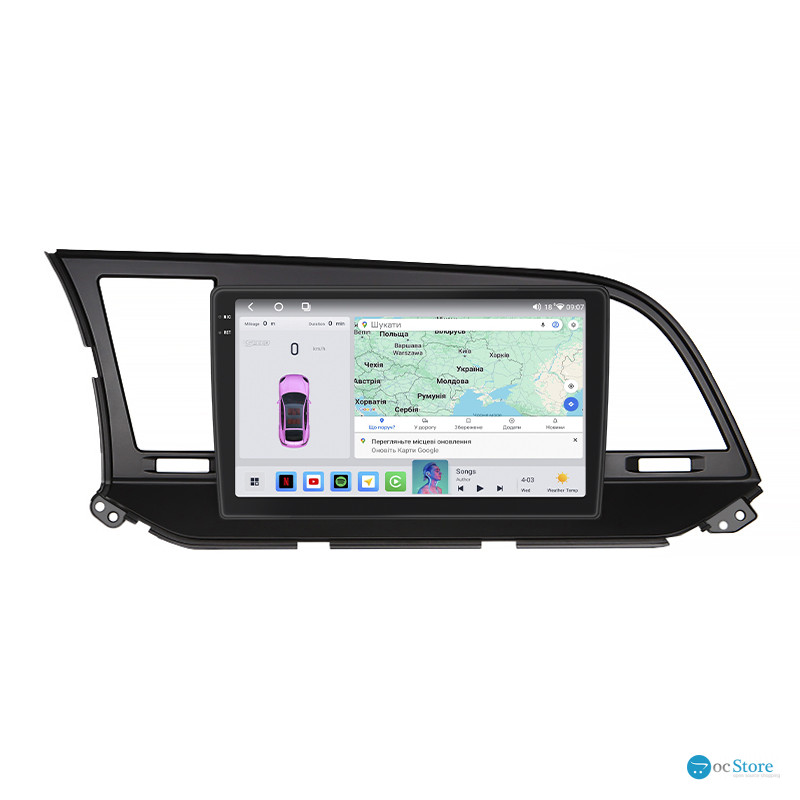 Штатная магнитола Lesko для Hyundai Elantra VI (AD) Рестайлинг 2018-2020 экран 9" 4/64 QLED CarPlay 4G Wi-Fi GPS 360 Prime