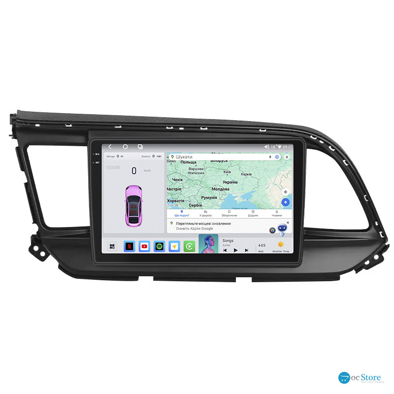 Штатная магнитола Lesko для Hyundai Elantra VI (AD) Рестайлинг ver 2 2018-2020 экран 9" 4/64 QLED CarPlay 4G Wi-Fi GPS 360 Prime