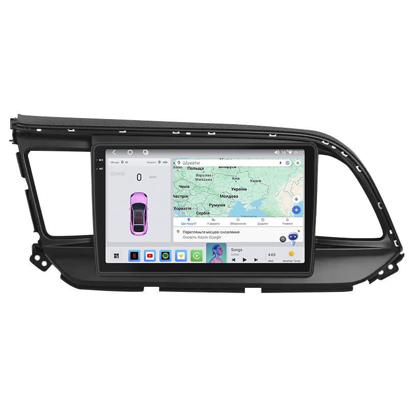 Штатная магнитола Lesko для Hyundai Elantra VI (AD) Рестайлинг ver 2 2018-2020 экран 9" 4/64 QLED CarPlay 4G Wi-Fi GPS 360 Prime