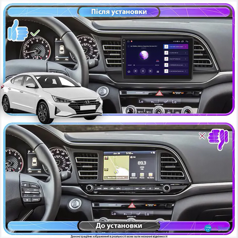 Штатная магнитола Lesko для Hyundai Elantra VI (AD) Рестайлинг ver 2 2018-2020 экран 9" 4/64Gb 4G Wi-Fi GPS Top