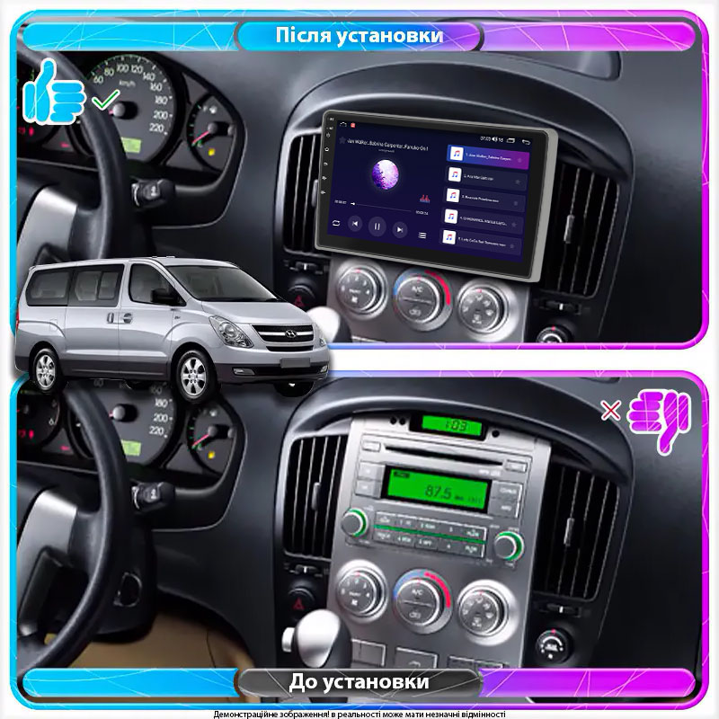 Штатная магнитола Lesko для Hyundai H-1 II 2007-2015 экран 9" 2/32Gb 4G Wi-Fi GPS Top