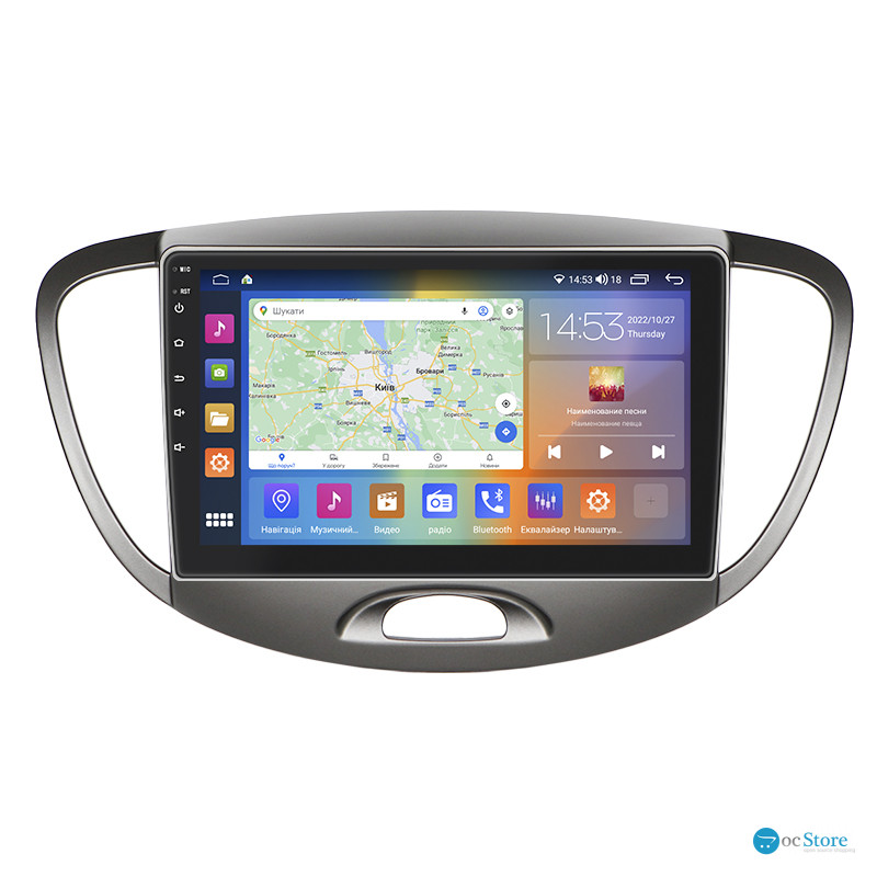 Штатная магнитола Lesko для Hyundai i10 I 2007-2013 экран 9" 4/64Gb CarPlay 4G Wi-Fi GPS Prime