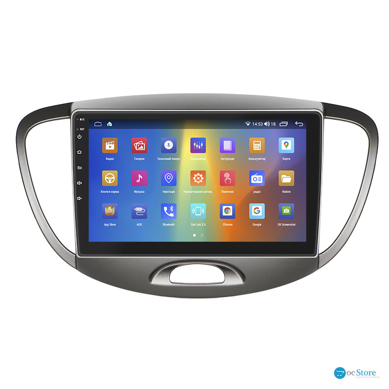 Штатная магнитола Lesko для Hyundai i10 I 2007-2013 экран 9" 4/64Gb CarPlay 4G Wi-Fi GPS Prime