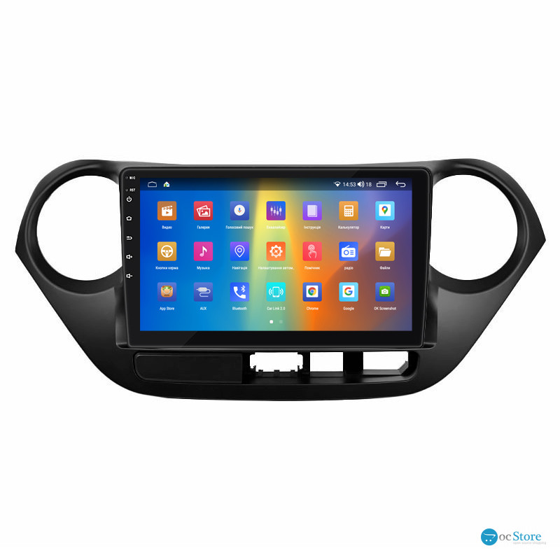 Штатная магнитола Lesko для Hyundai i10 II 2013-2016 экран 9" 2/32Gb CarPlay 4G Wi-Fi GPS Prime