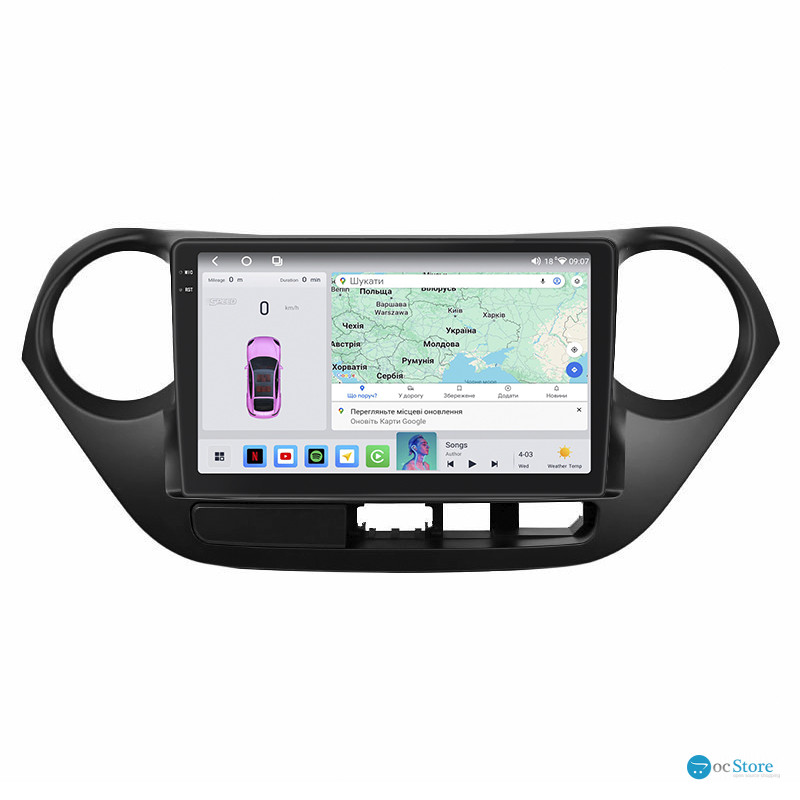 Штатная магнитола Lesko для Hyundai i10 II 2013-2016 экран 9" 4/64 QLED CarPlay 4G Wi-Fi GPS 360 Prime