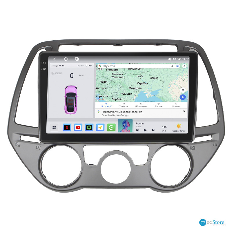 Штатная магнитола Lesko для Hyundai i20 I Рестайлинг 2012-2014 экран 9" 4/64 QLED CarPlay 4G Wi-Fi GPS 360 Prime