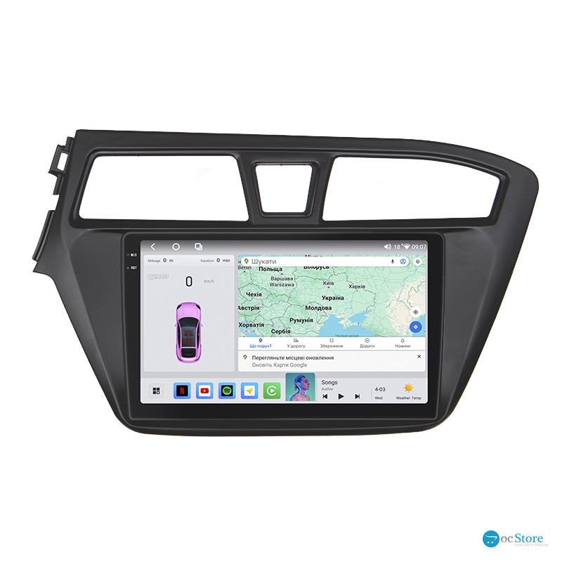 Штатная магнитола Lesko для Hyundai i20 II 2014-2018 экран 9" 4/64 QLED CarPlay 4G Wi-Fi GPS 360 Prime
