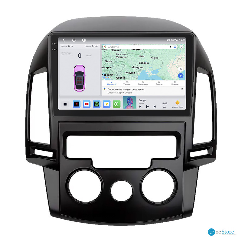 Штатная магнитола Lesko для Hyundai i30 I 2007-2010 экран 9" 4/64 QLED CarPlay 4G Wi-Fi GPS 360 Prime