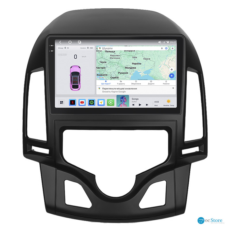 Штатная магнитола Lesko для Hyundai i30 I Рестайлинг 2010-2012 экран 9" 4/64 QLED CarPlay 4G Wi-Fi GPS 360 Prime