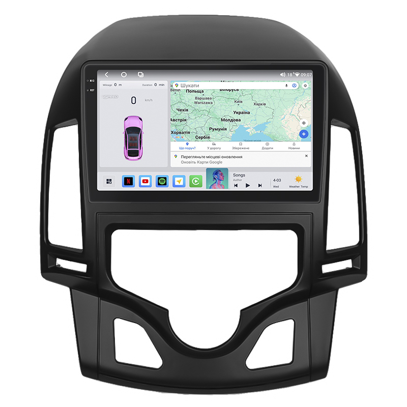 Штатная магнитола Lesko для Hyundai i30 I Рестайлинг 2010-2012 экран 9" 4/64 QLED CarPlay 4G Wi-Fi GPS 360 Prime