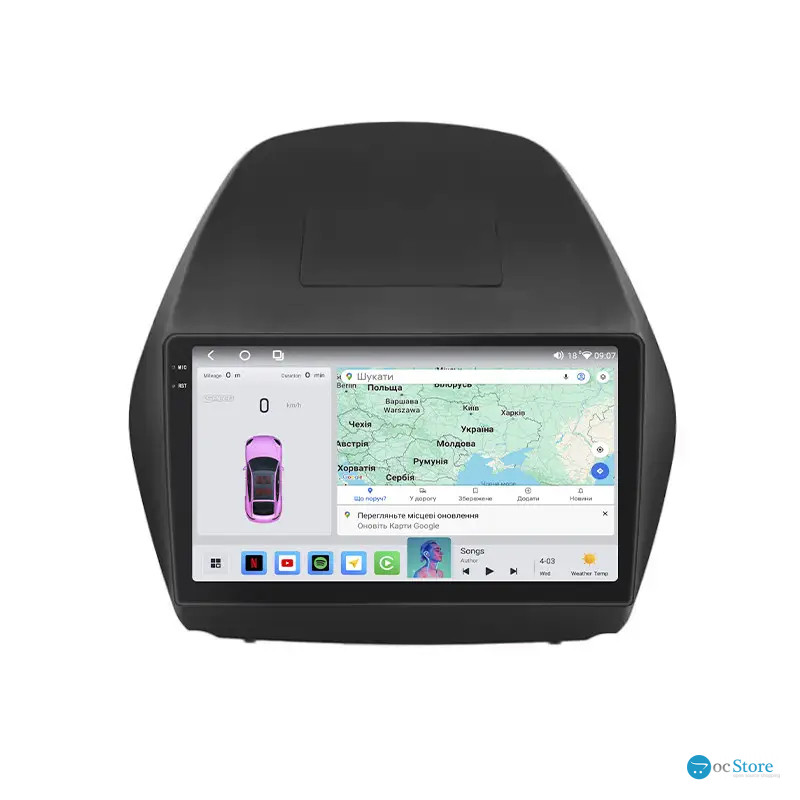 Штатная магнитола Lesko для Hyundai ix35 I 2010-2013 экран 10" 4/64 QLED CarPlay 4G Wi-Fi GPS 360 Prime