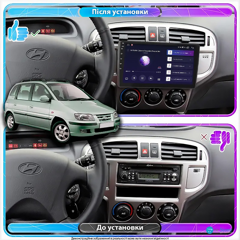 Штатная магнитола Lesko для Hyundai Matrix I 2001-2005 экран 9" 1/16Gb Wi-Fi GPS Base