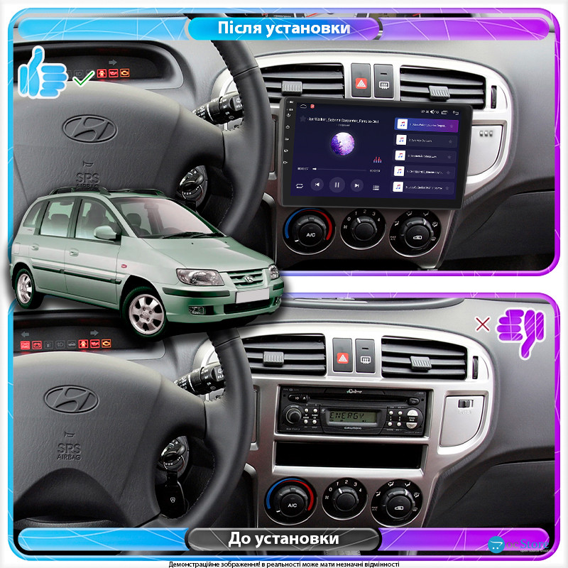 Штатная магнитола Lesko для Hyundai Matrix I 2001-2005 экран 9" 2/32Gb CarPlay 4G Wi-Fi GPS Prime