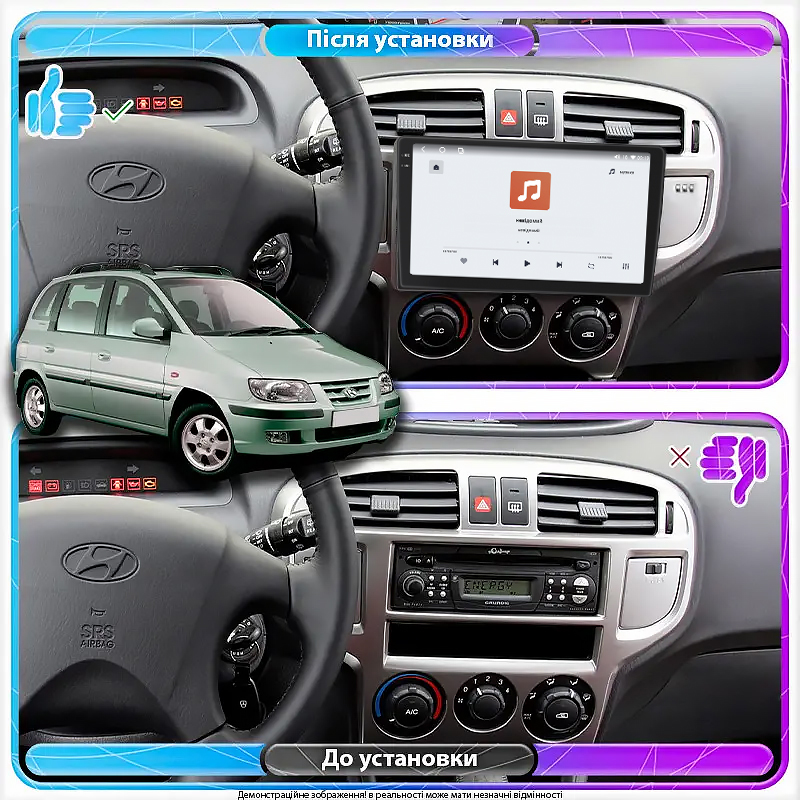 Штатная магнитола Lesko для Hyundai Matrix I 2001-2005 экран 9" 4/64 QLED CarPlay 4G Wi-Fi GPS 360 Prime