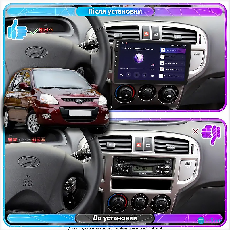 Штатная магнитола Lesko для Hyundai Matrix I Рестайлинг 2 2008-2010 экран 9" 1/16Gb Wi-Fi GPS Base