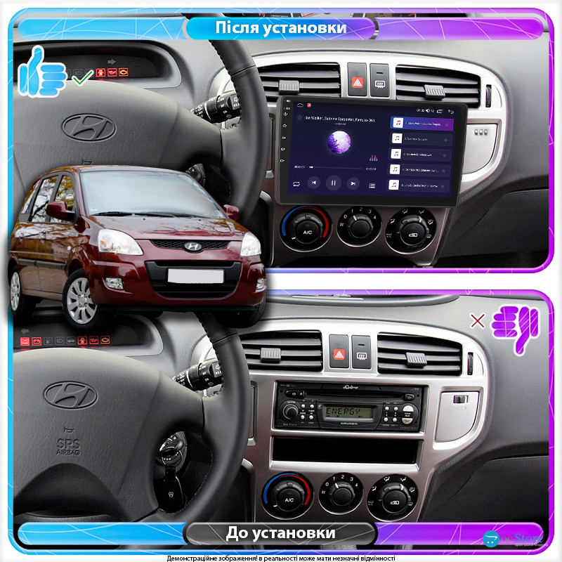 Штатная магнитола Lesko для Hyundai Matrix I Рестайлинг 2 2008-2010 экран 9" 6/128Gb 4G Wi-Fi GPS Top