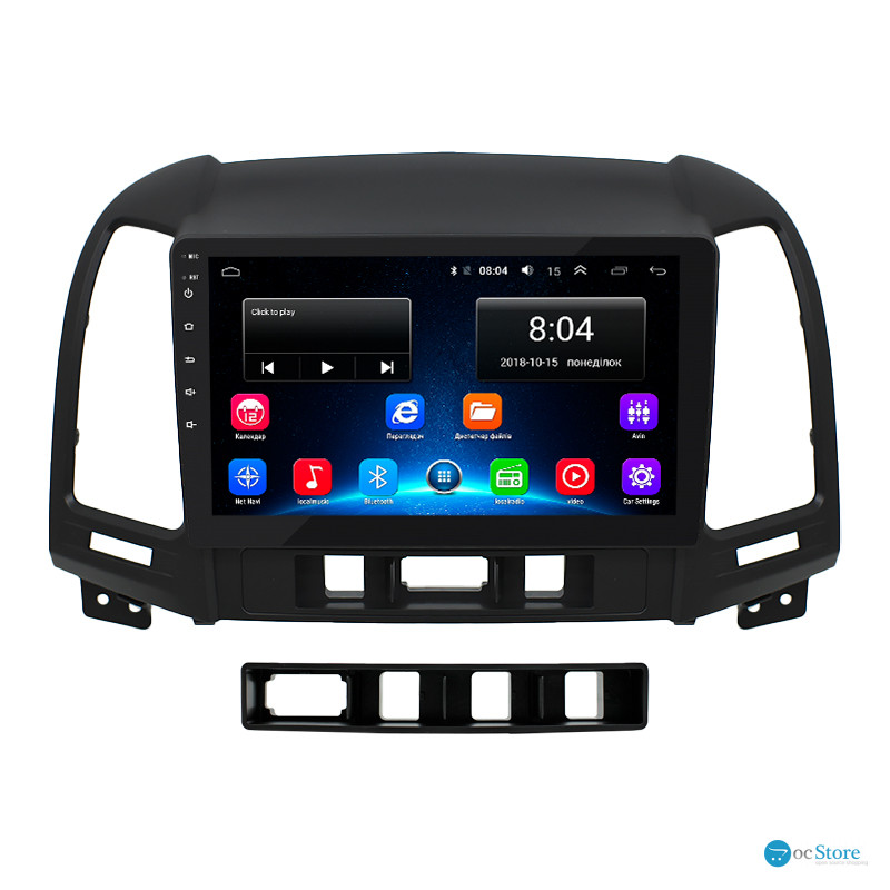 Штатная магнитола Lesko для Hyundai Santa Fe II 2005-2010 экран 9" 2/32Gb Wi-Fi GPS Base