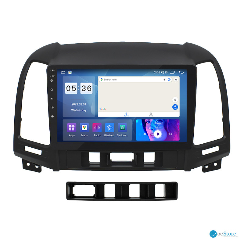 Штатная магнитола Lesko для Hyundai Santa Fe II 2005-2010 экран 9" 2/32Gb CarPlay 4G Wi-Fi GPS Prime