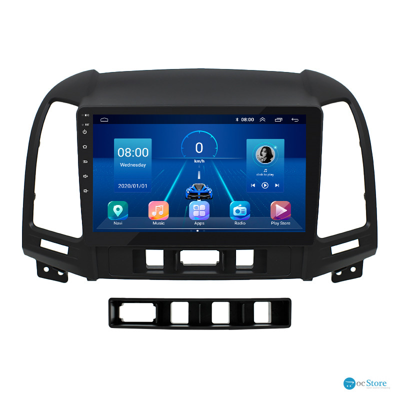 Штатная магнитола Lesko для Hyundai Santa Fe II 2005-2010 экран 9" 6/128Gb 4G Wi-Fi GPS Top