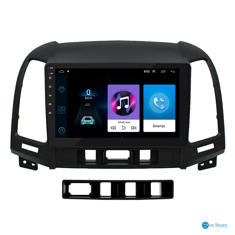 Штатная магнитола Lesko для Hyundai Santa Fe II Рестайлинг 2009-2012 экран 9" 1/16Gb Wi-Fi GPS Base