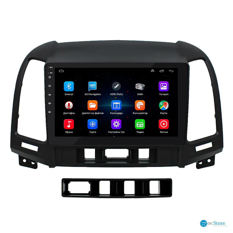 Штатная магнитола Lesko для Hyundai Santa Fe II Рестайлинг 2009-2012 экран 9" 1/16Gb Wi-Fi GPS Base