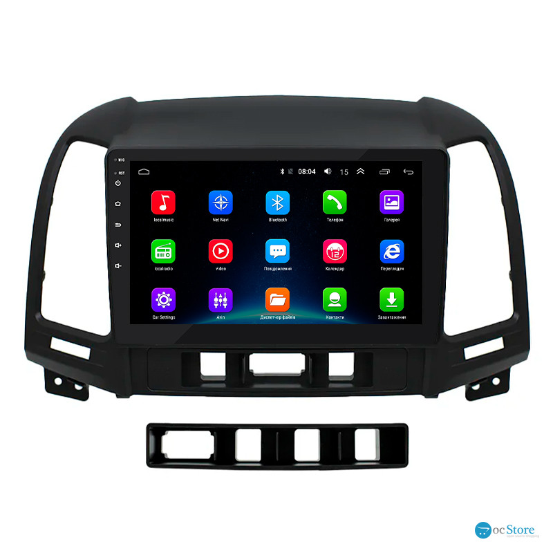 Штатная магнитола Lesko для Hyundai Santa Fe II Рестайлинг 2009-2012 экран 9" 2/32Gb Wi-Fi GPS Base