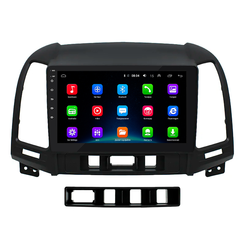 Штатная магнитола Lesko для Hyundai Santa Fe II Рестайлинг 2009-2012 экран 9" 2/32Gb Wi-Fi GPS Base