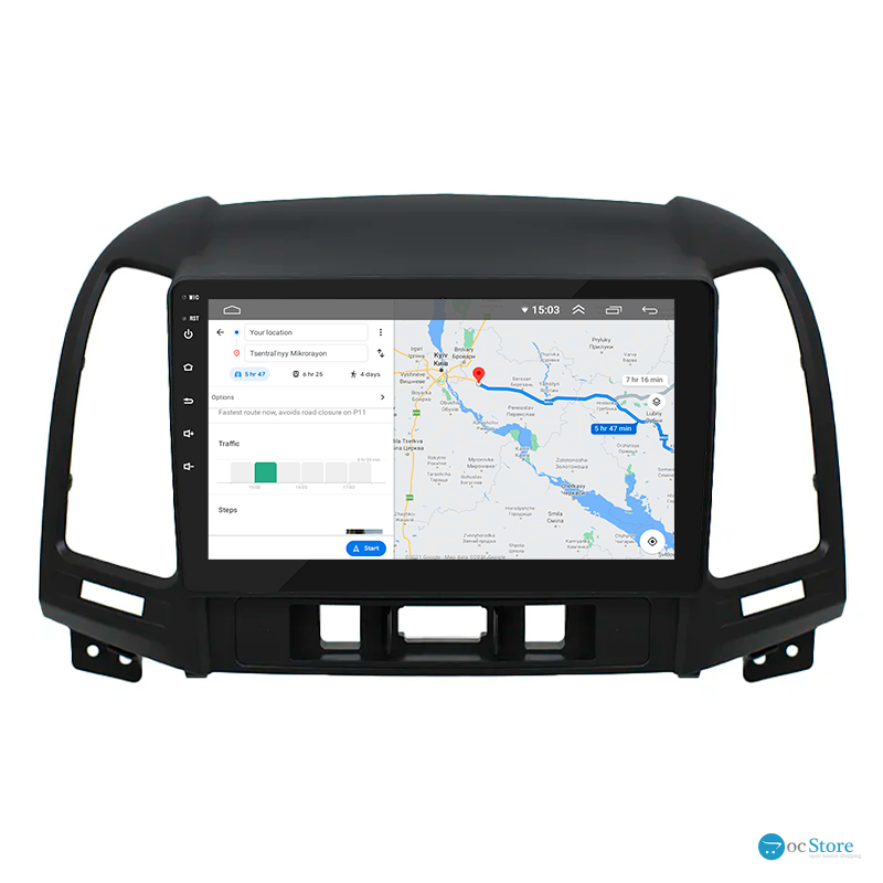 Штатная магнитола Lesko для Hyundai Santa Fe II Рестайлинг 2009-2012 экран 9" 2/32Gb Wi-Fi GPS Base