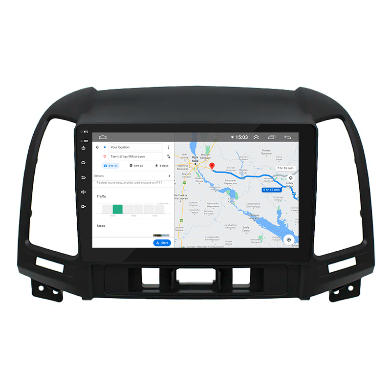 Штатная магнитола Lesko для Hyundai Santa Fe II Рестайлинг 2009-2012 экран 9" 2/32Gb Wi-Fi GPS Base