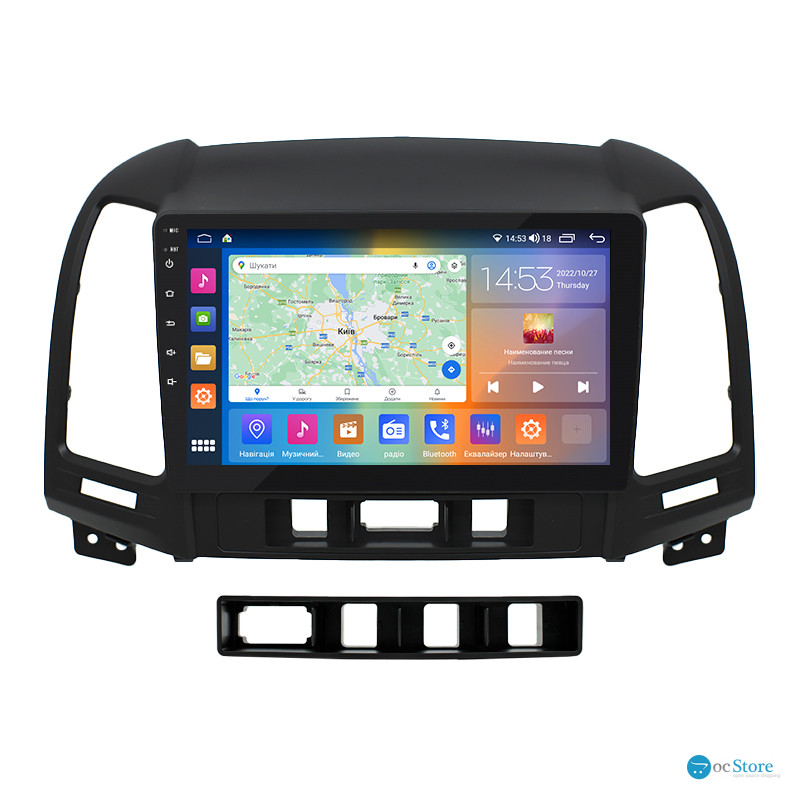 Штатная магнитола Lesko для Hyundai Santa Fe II Рестайлинг 2009-2012 экран 9" 4/64Gb CarPlay 4G Wi-Fi GPS Prime
