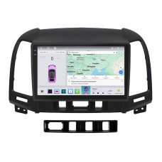 Штатная магнитола Lesko для Hyundai Santa Fe II Рестайлинг 2009-2012 экран 9" 4/64 QLED CarPlay 4G Wi-Fi GPS 360 Prime
