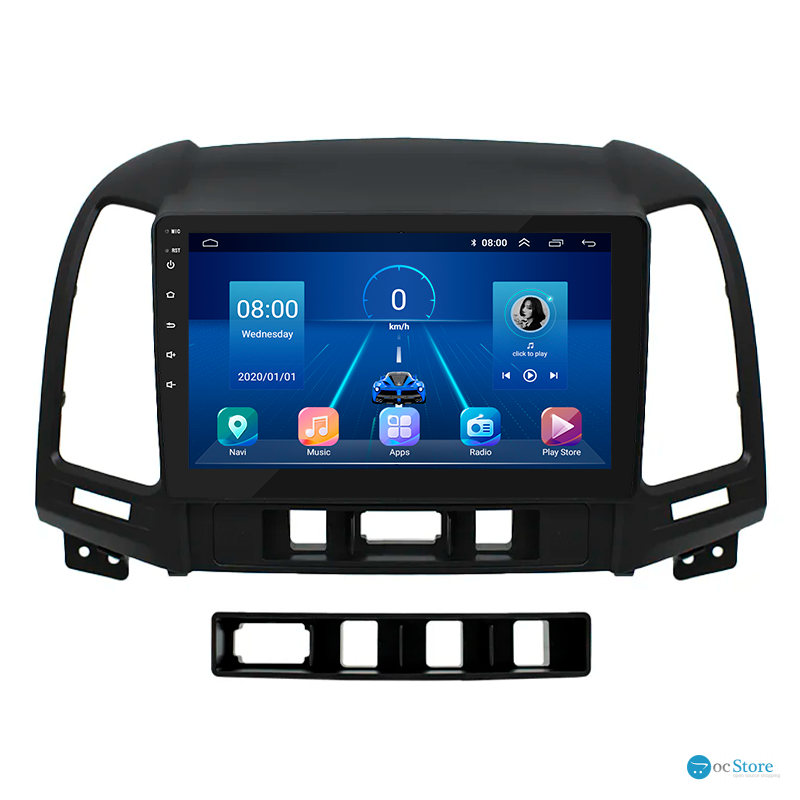 Штатная магнитола Lesko для Hyundai Santa Fe II Рестайлинг 2009-2012 экран 9" 6/128Gb 4G Wi-Fi GPS Top