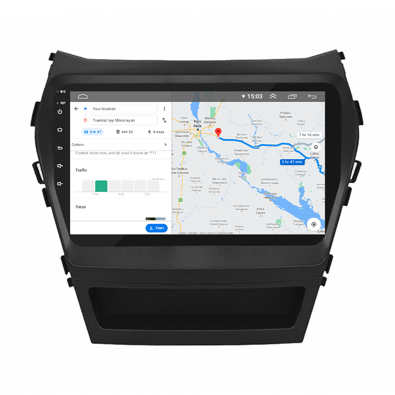 Штатная магнитола Lesko для Hyundai Santa Fe III 2012-2016 экран 9" 2/32Gb Wi-Fi GPS Base