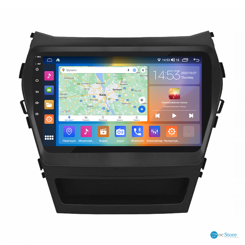 Штатная магнитола Lesko для Hyundai Santa Fe III Рестайлинг 2015-2018 экран 9" 2/32Gb CarPlay 4G Wi-Fi GPS Prime