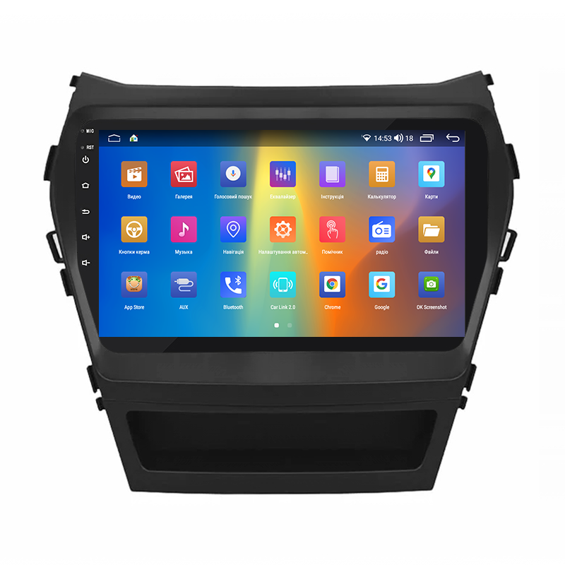 Штатная магнитола Lesko для Hyundai Santa Fe III Рестайлинг 2015-2018 экран 9" 2/32Gb CarPlay 4G Wi-Fi GPS Prime