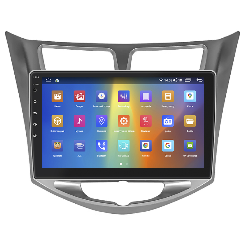 Штатная магнитола Lesko для Hyundai Solaris I 2010-2014 экран 10" 4/64Gb CarPlay 4G Wi-Fi GPS Prime