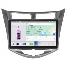 Штатная магнитола Lesko для Hyundai Solaris I 2010-2014 экран 10" 4/64 QLED CarPlay 4G Wi-Fi GPS 360 Prime