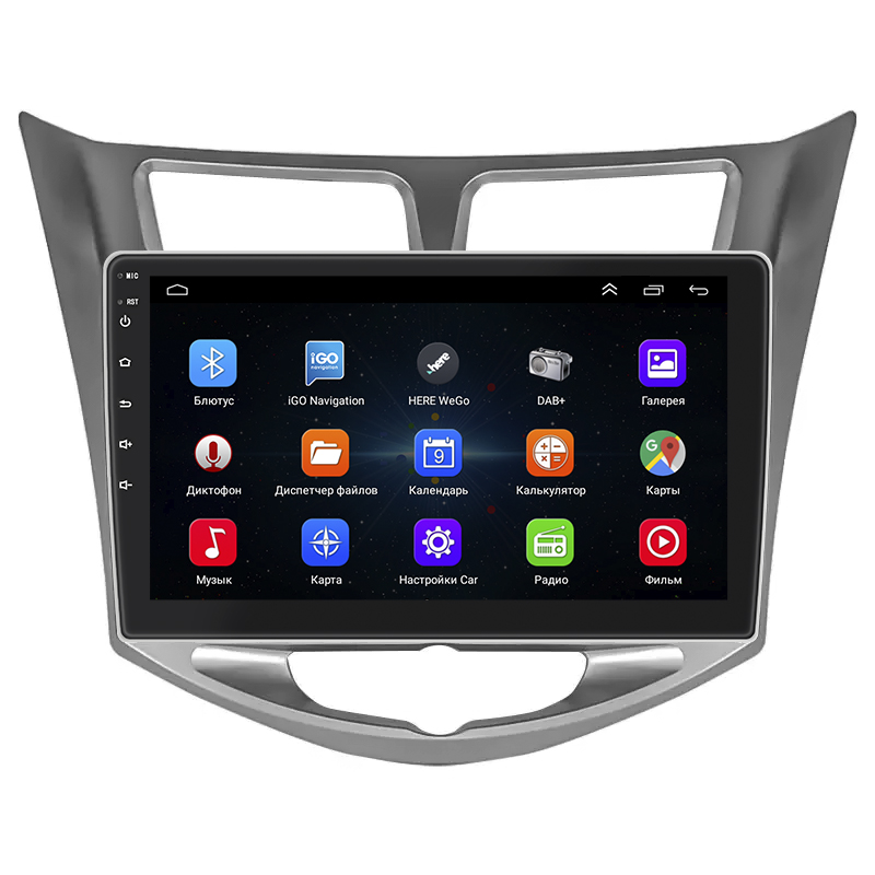 Штатная магнитола Lesko для Hyundai Solaris I Рестайлинг 2014-2017 экран 10" 1/16Gb Wi-Fi GPS Base