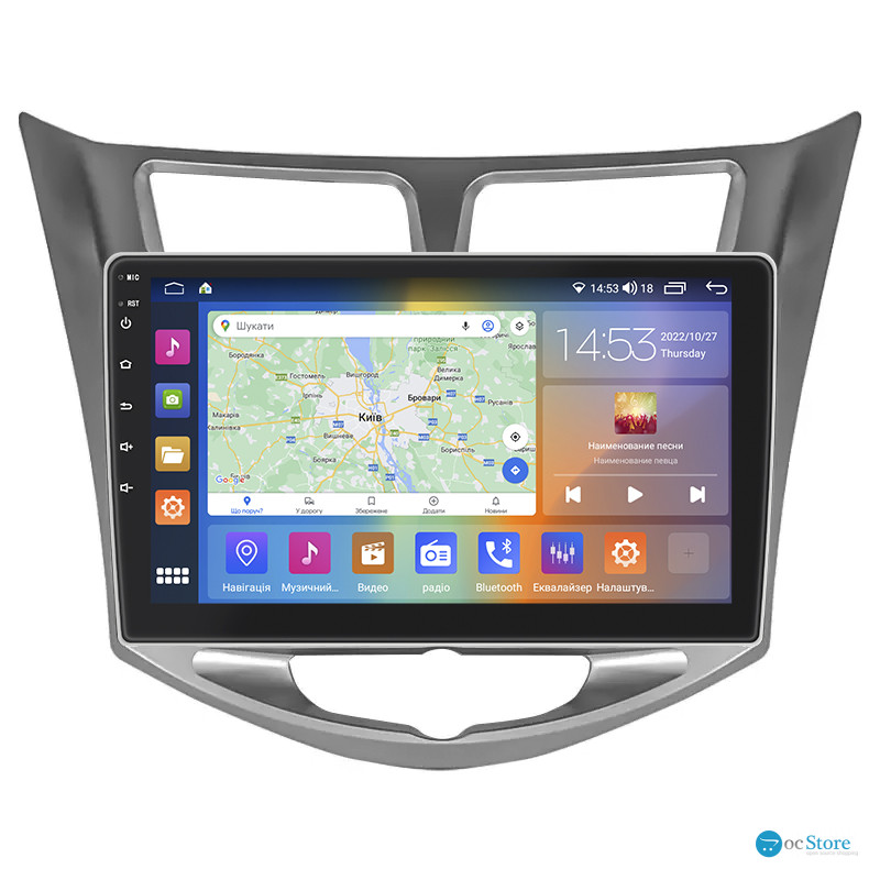 Штатная магнитола Lesko для Hyundai Solaris I Рестайлинг 2014-2017 экран 10" 4/64Gb CarPlay 4G Wi-Fi GPS Prime