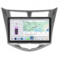 Штатная магнитола Lesko для Hyundai Solaris I Рестайлинг 2014-2017 экран 10" 4/64 QLED CarPlay 4G Wi-Fi GPS 360 Prime