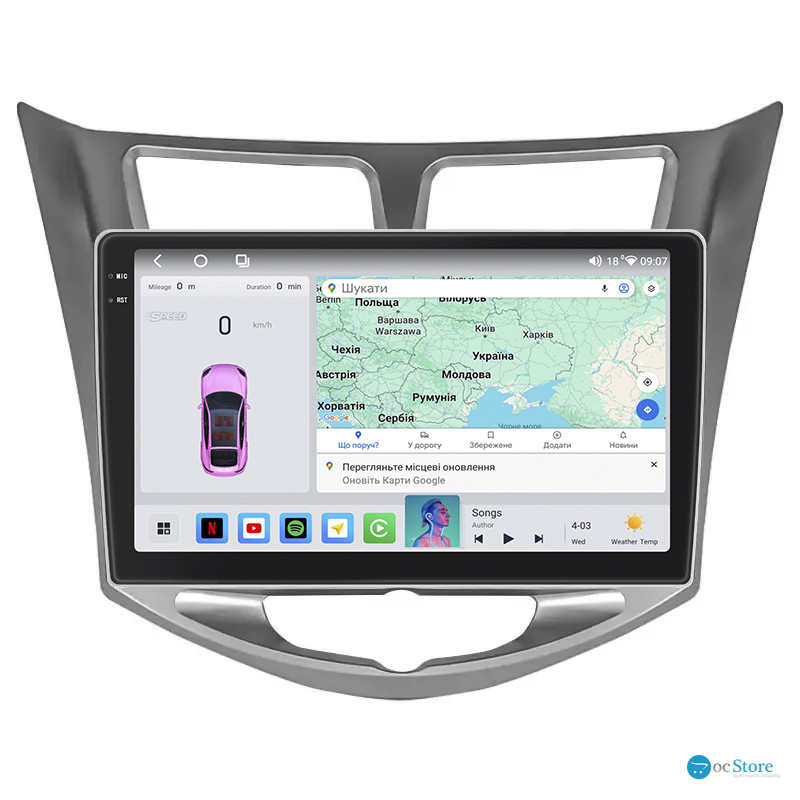 Штатная магнитола Lesko для Hyundai Solaris I Рестайлинг 2014-2017 экран 10" 4/64 QLED CarPlay 4G Wi-Fi GPS 360 Prime